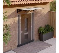 Runheo Auvent de Porte en Polycarbonate Noir et Transparent 152,5x90 cm avec Cadre Aluminium et Supports ABS, Protection Pluie et Soleil pour terrasse Jardin Balcon, Installation Facile et Durable