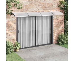 Runheo Auvent de Porte Noir en Polycarbonate 400x100 cm, Cadre Aluminium et Supports ABS, Protection extérieure Durable pour terrasse, Balcon, Jardin, ombrage Contre Soleil, Pluie et intempéries