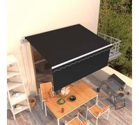Runheo Auvent rétractable automatique - 3,5 x 2,5 m - Anthracite - Avec protection solaire résistante aux UV - Motorisé électriquement - Résistant aux intempéries et imperméable - Bras articulés