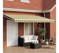 Runheo Auvent rétractable électrique 5 x 3 m en Polyester et Aluminium avec Toile Multiple Couleurs, Panneaux solaires intégrés, télécommande Pratique pour terrasse, Jardin