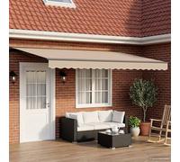 Runheo Auvent rétractable électrique Beige et Anthracite 4,5 × 3 m, Store banne Toile occultant Para Soleil, Protection extérieur terrasse Jardin, pergola Brise Vue Enrouleur Manuel télécommande