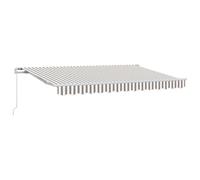 Runheo Auvent rétractable gris clair et blanc - 450 x 350 cm - Protection solaire durable avec bras articulé et manivelle - Toile en polyester résistante aux intempéries - Résistant aux UV - Idéal