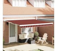 Runheo Auvent rétractable jaune et orange - 400 x 350 cm - Résistant aux intempéries - En polyester - Avec bras articulé - Protection solaire - Pour jardin, terrasse, balcon, résistant aux UV et