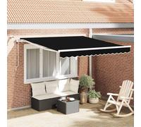 Runheo Auvent rétractable Noir 300 x 250 cm en Polyester et métal avec Toile occultante et Enrouleur Manuel pour terrasse Jardin Balcon extérieur Ambiance ombrage Protection Solaire Durable