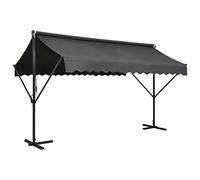 Runheo Auvent sur Pied Anthracite en Acier Enduit de Poudre 400 x 300 cm, Toile Polyester résistante à l'eau et aux UV, abri déporté pour Jardin, terrasse, Patio, Protection Soleil et Pluie
