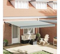 Runheo Auvent vert blanc en polyester et métal 450 x 300 x 165 cm rétractable avec bras articulé pour jardin, terrasse, comme protection solaire et ombrage, résistant aux intempéries et aux UV