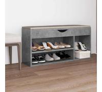Runheo Banc à chaussures avec coussin, gris béton, 104 x 30 x 49 cm, banc en bois avec espace de rangement pour couloir, vestiaire, étagère à chaussures, organiseur, peu encombrant