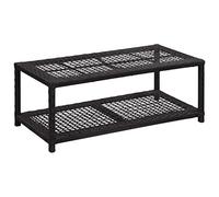 Runheo Banc à chaussures noir 80 x 40 x 30 cm en polyrotin avec cadre en métal, banc avec étagère, étagère à chaussures, organiseur pour couloir, vestiaire, système de rangement peu encombrant pour