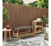 Runheo Banc de jardin en bambou naturel - 110 x 38 x 40 cm - Banc de jardin et terrasse avec cadre en bois solide - Résistant aux intempéries - Banc de parc rectangulaire d'extérieur pour balcon