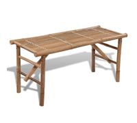 Runheo Banc de jardin pliable en bambou - 118 cm - Résistant aux intempéries - Avec dossier et accoudoirs - Banc en bois stable pour balcon, terrasse, véranda et jardin d'hiver - Assise confortable