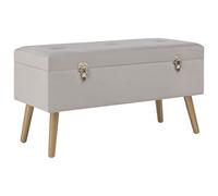 Runheo Banc de rangement 80 cm gris velours rembourré avec coussin, banc de couloir en bois, banc coffre avec rabat, rangement pour couloir, garde-robe, chambre à coucher