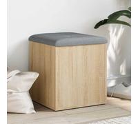 Runheo Banc de rangement en chêne Sonoma - 42 x 42 x 45 cm - Rembourré - Avec coussin - Banc à chaussures - Banc de rangement - Coffre de rangement pour vestiaire, couloir, chambre à coucher, entrée
