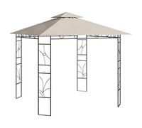 Runheo Belvédère 3x3x2,7 m Crème Tissu 160 g/m² pour extérieur, abri de Jardin, terrasse ou Balcon, Protection Solaire et Pluie, Structure en Acier Solide, Facilement Pliable