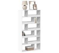 Runheo Bibliothèque Blanc Bois d'ingénierie 100x33x187,5 cm avec 12 Compartiments, Meuble de Rangement Polyvalent pour Salon Bureau Chambre, Organisateur d'objets décoratifs et Livres