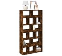 Runheo Bibliothèque chêne fumé Bois d'ingénierie 100x33x187,5 cm avec 15 Compartiments Rangement Salon Bureau Chambre Etagere Meuble Rangement Livre Dossier Objet décoration