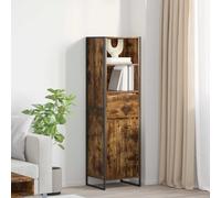 Runheo Bibliothèque Chêne Fumé Bois d'ingénierie avec tiroir Porte et étagère 43 x 36 x 150,5 cm Meuble Rangement Salon Bureau Chambre Cuisine