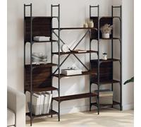 Runheo Bibliothèque chêne Marron 155,5x24x166,5 cm Bois d'ingénierie avec Acier, étagère Rangement Multifonction Salon Bureau Chambre, Meuble bibliothèque Compartiments pour Livres et Objets