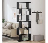 Runheo Bibliothèque Chêne Noir 70 x 24 x 193,5 cm Bois d'ingénierie 6 étagères Rangement Salon Bureau Chambre Meuble étagère classeur décoration Compartiment