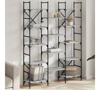 Runheo Bibliothèque Sonoma Gris en Bois d'ingénierie et Acier Enduit de Poudre, 127,5 x 28,5 x 172,5 cm avec étagères Multiples, Rangement pour Livres, décorations, Salon, Bureau, Chambre