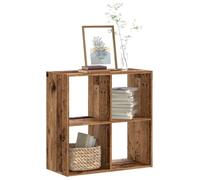Runheo Bibliothèque Vieux Bois Bois d'ingénierie 68,5x32x68,5 cm Rangement avec 4 Compartiments casier classeur Meuble Salon Bureau Chambre Objet décoration