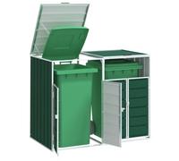 Runheo Boîte à poubelles en acier vert pour 2 poubelles, 240 l, 144 x 81 x 113 cm, avec ventilation, couvercle à charnière, brise-vue, résistant aux intempéries, pour jardin, terrasse, cour, extérieur