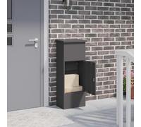 Runheo Boîte de dépôt de Colis en Acier Noir 44,5 x 29 x 110,5 cm Robuste avec Serrure sécurisée, Porte à charnières, Espace de Rangement intérieur, adaptée pour extérieur, Jardin, Maison, Portail