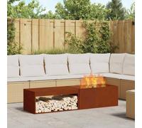 Runheo Brasero d'extérieur rectangulaire en Acier Marron 160 x 45 x 35 cm, résistance à la Chaleur jusqu'à 600°C, idéal pour Jardin terrasse, rassemblements, Chauffage extérieur, Design Industriel