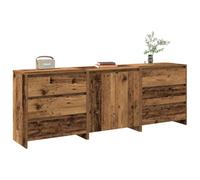 Runheo Buffet 3 pcs Vieux Bois en Bois d'ingénierie, Meuble Rangement avec tiroirs et Portes, Buffet bahut Console pour Salon Salle à Manger Cuisine entrée, Surface Robuste et Durable