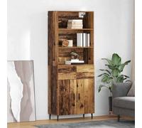Runheo Buffet Armoire avec tiroir en Bois Ancien 69,5 x 34 x 180 cm Meuble de Rangement Salon Salle à Manger Meuble Haut avec Porte étagère et Plateau pour Vaisselle décor et Organisation