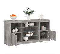 Runheo Buffet avec lumières LED Sonoma Gris Bois d'ingénierie 142,5x37x67 cm avec Rangement tiroir Porte Meuble Salon Salle à Manger décoration contemporaine