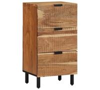 Runheo Buffet avec tiroirs marron en bois massif de mangue, 40 x 33 x 75 cm, 3 tiroirs, espace de rangement, commode de salon, commode avec compartiment de rangement et organiseur pour table TV, rack