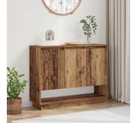 Runheo Buffet Bois Ancien en Bois d'ingénierie 97 x 29 x 75 cm, Meuble Rangement avec 3 Portes pour Salon Salle à Manger, bahut Console vaisselier Multifonction