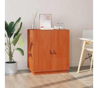 Runheo Buffet Brun ciré en pin Massif 65,5 x 40 x 75 cm Meuble de Rangement avec Porte et étagère pour Salon Salle à Manger Cuisine Couloir Bureau