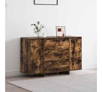 Runheo Buffet chêne fumé en Bois d'ingénierie 120 x 41 x 75 cm, Meuble de Rangement avec tiroirs et Portes, pour Salon Salle à Manger Bureau, Design Contemporain Minimaliste