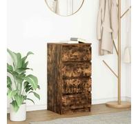 Runheo Buffet chêne fumé en Bois d'ingénierie avec 4 tiroirs 37,5x35x76 cm, Meuble de Rangement Multifonction pour Salon Salle à Manger Chambre entrée, Console Armoire vaisselier Pratique