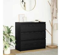 Runheo Buffet chêne Noir Bois d'ingénierie 80x35x76 cm Meuble Rangement avec tiroirs pour Salon Cuisine Salle à Manger Bureau entrée, Console Armoire et vaisselier Multifonction