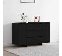Runheo Buffet chêne Noir en Bois d'ingénierie 120 x 41 x 75 cm avec tiroirs et Portes, Meuble de Rangement pour Salon, Salle à Manger, Cuisine, Design Contemporain et Minimaliste
