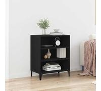 Runheo Buffet chêne Noir en Bois d'ingénierie 57 x 35 x 70 cm Meuble Bas avec étagères Pieds Coniques pour Salon Salle à Manger Rangement Pratique et Design épuré