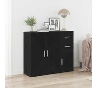 Runheo Buffet chêne Noir en Bois d'ingénierie 91 x 29,5 x 75 cm avec Rangement tiroir Porte, Console Meuble pour Salon Salle à Manger Cuisine entrée, Plateau Exposition décoration
