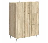 Runheo Buffet Chêne Sonoma Bois d'ingénierie 66 x 34,5 x 91,5 cm avec 3 tiroirs, Porte pivotante, Rangement pour Salon Salle à Manger entrée, Meuble Console Design Contemporain