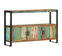 Runheo Buffet en Bois de récupération Massif 120x30x75 cm avec Cadre Acier Enduit de Poudre Trois Portes et étagère Rangement Salon Salle à Manger Cuisine Couloir décoration