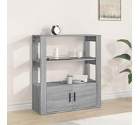 Runheo Buffet en Bois d'ingénierie Sonoma Gris 80x30x90 cm Meuble de Rangement avec Portes et étagères pour Salon, Salle à Manger, Bureau, Chambre, Rangement Pratique et décoratif