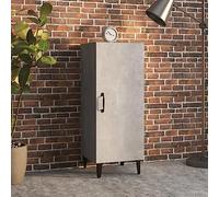 Runheo Buffet Gris béton en Bois d'ingénierie 34,5x34x90 cm avec Espace de Rangement, tiroir, Porte, étagère pour Salon, Salle à Manger, Cuisine ou Bureau