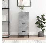 Runheo Buffet Gris béton en Bois d'ingénierie 34,5x34x90 cm avec Pieds en métal, 3 tiroirs Rangement pour Salon Salle à Manger entrée, Meuble Buffet bahut Console Pratique