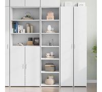 Runheo Buffet Haut Blanc Bois d'ingénierie 45x41x185 cm Meuble de Rangement avec tiroir Porte Etagere pour Salon Salle à Manger Cuisine entrée Couloir Bureau décor Moderne