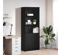 Runheo Buffet Haut chêne Noir en Bois d'ingénierie 70x35x180 cm avec Porte, étagères, Rangement Pratique pour Salon Salle à Manger Bureau entrée Couloir décoration