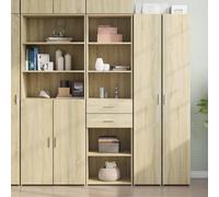 Runheo Buffet Haut chêne Sonoma Bois d'ingénierie 50x42,5x185 cm Meuble Rangement armoires Portes tiroirs pour Salon Salle à Manger Cuisine entrée Bureau décor Moderne Minimaliste