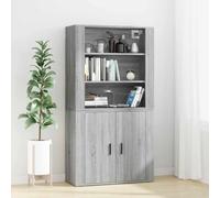 Runheo Buffet Haut en Bois d'ingénierie Sonoma Gris avec Grand Espace de Rangement, Plateau modulable, Meuble Mural pour Salon, Salle à Manger, Cuisine, Bureau, Chambre, Rangement Fonctionnel