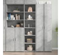 Runheo Buffet Haut Gris béton en Bois d'ingénierie 45x41x185 cm Meuble de Rangement avec tiroirs Portes étagères pour Salon Salle à Manger Bureau entrée Couloir décor Moderne