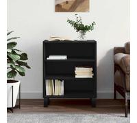 Runheo Buffet Noir en Bois d’ingénierie 57x35x70 cm avec Pieds en Fer Stable pour Salon Cuisine Chambre Rangement tiroirs Portes et Plateau d'exposition élégant et Fonctionnel